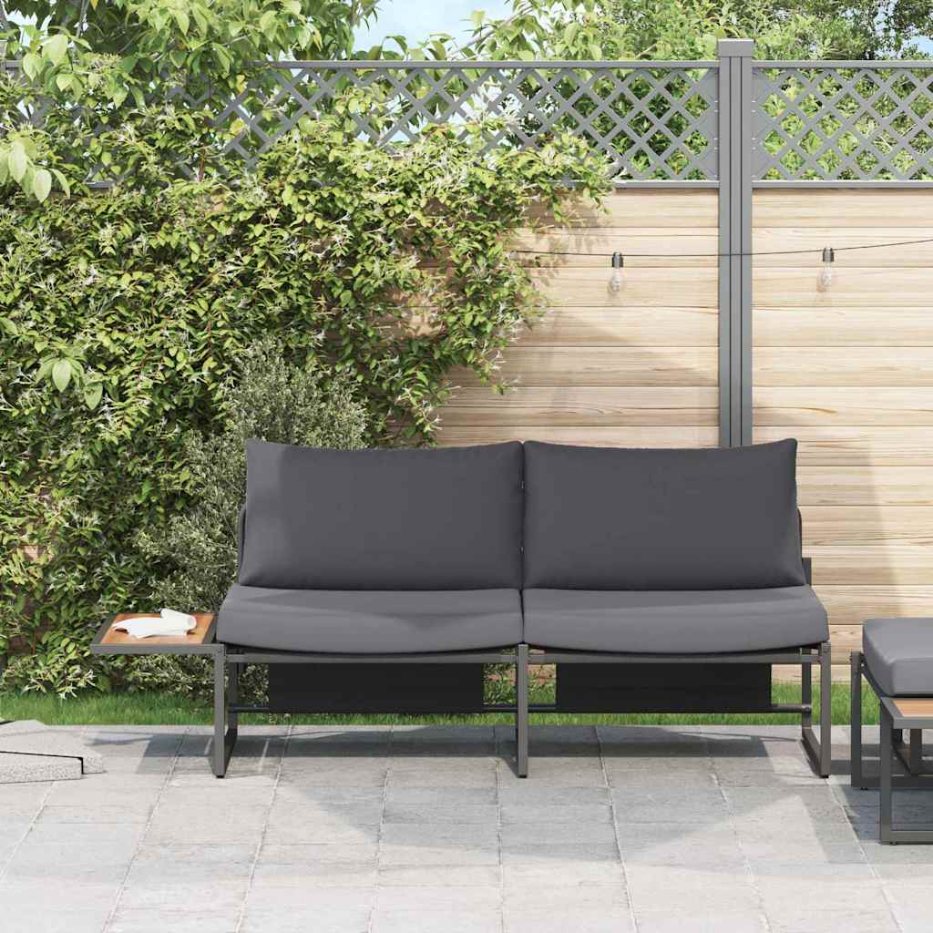 Gartensofa Anthrazit mit Kissen