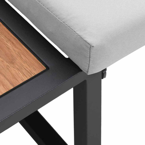 Gartensofa Hellgrau mit Kissen 200cm