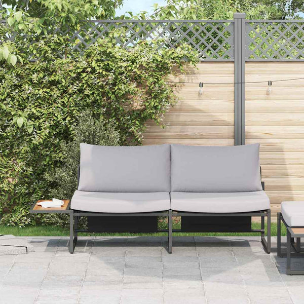 Gartensofa Hellgrau mit Kissen 200cm