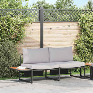 Gartensofa Hellgrau mit Kissen 200cm