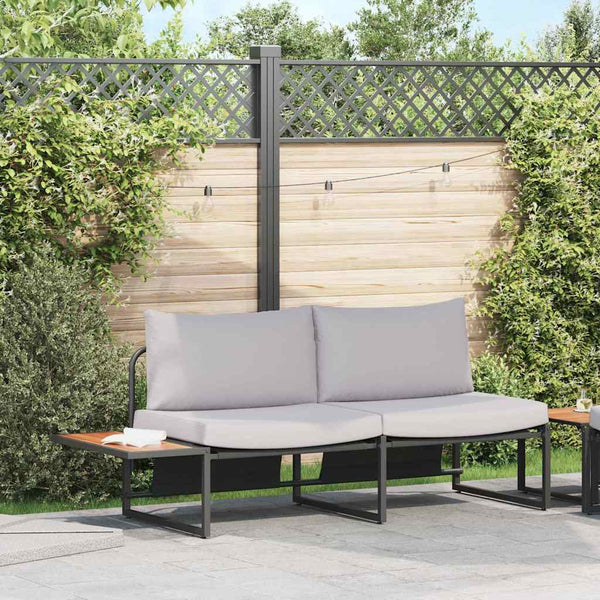 Gartensofa Hellgrau mit Kissen 200cm