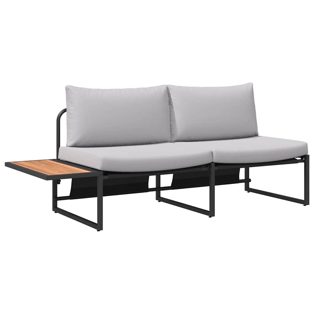 vidaXL Garden Sofa with Cushions Light Grey 200.5 x 70 x 85.5 cm Steel