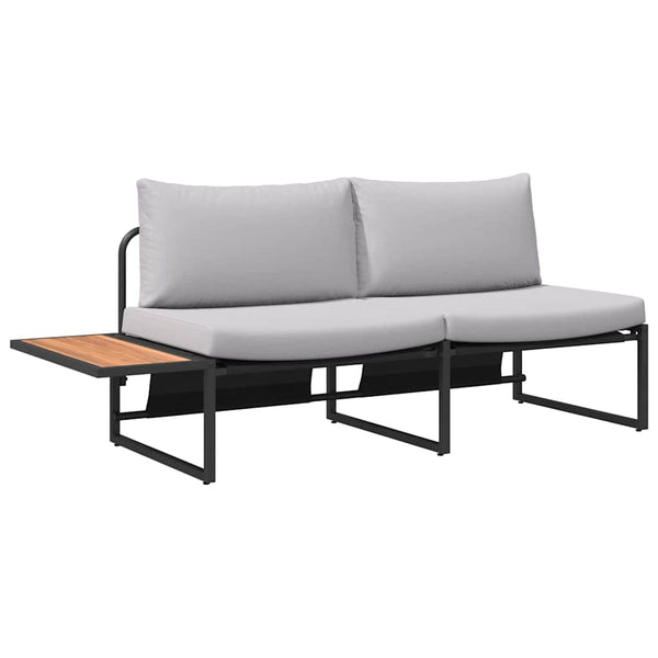 Gartensofa Hellgrau mit Kissen 200cm