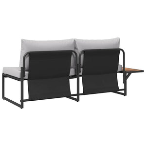 Gartensofa Hellgrau mit Kissen 200cm