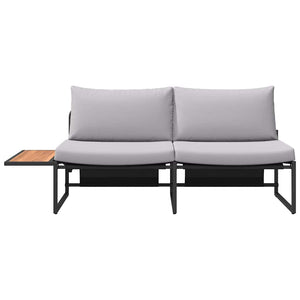 Gartensofa Hellgrau mit Kissen 200cm
