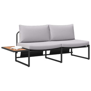 Gartensofa Hellgrau mit Kissen 200cm