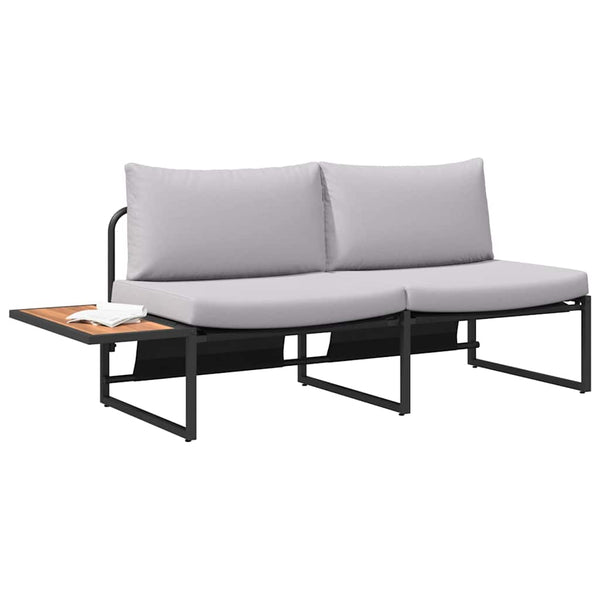 Gartensofa Hellgrau mit Kissen 200cm