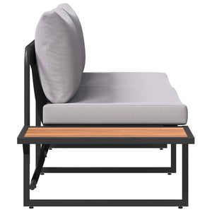 Gartensofa Hellgrau mit Kissen 200cm