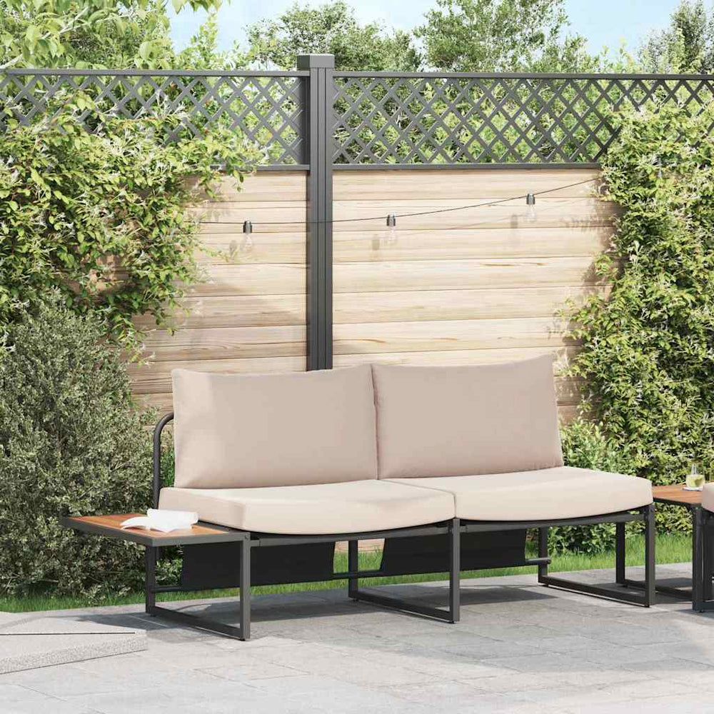 Gartensofa Taupe mit Kissen 200,5 cm