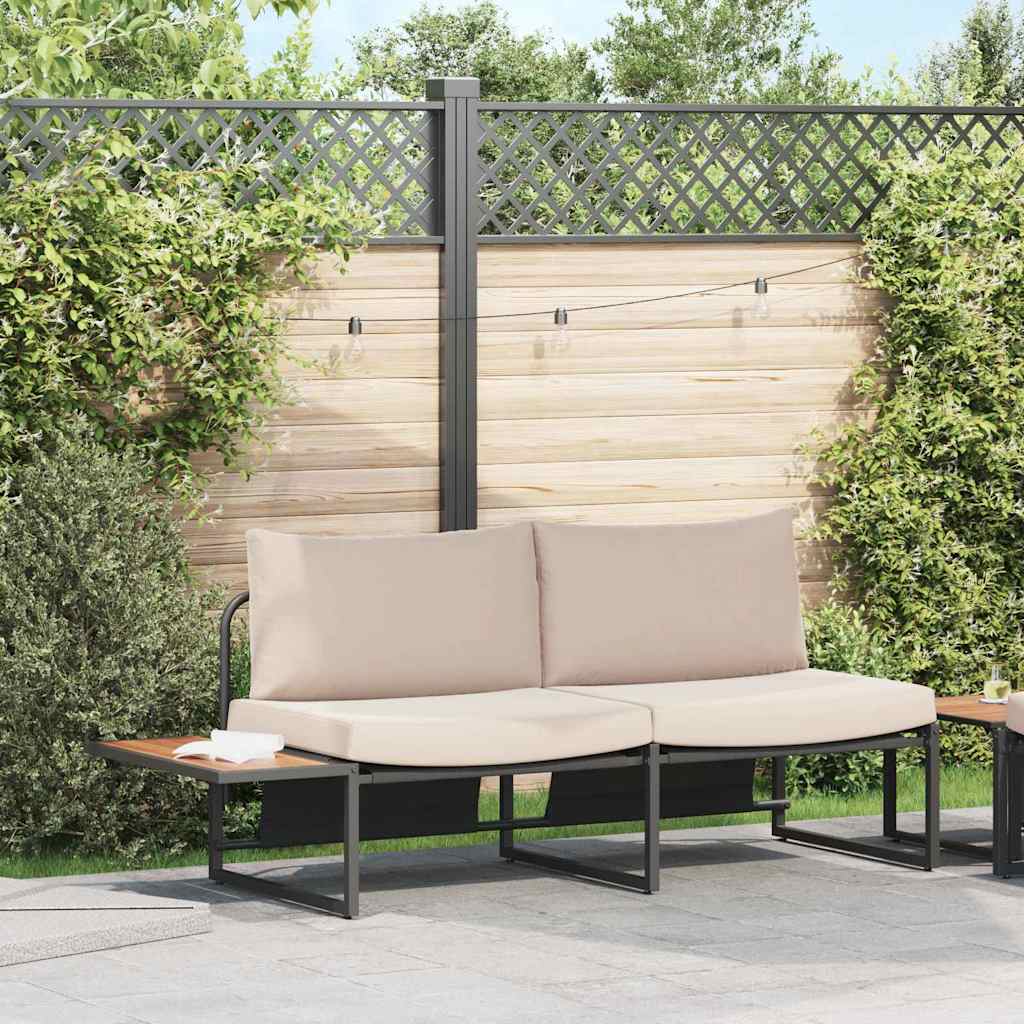 Gartensofa Taupe mit Kissen 200,5 cm