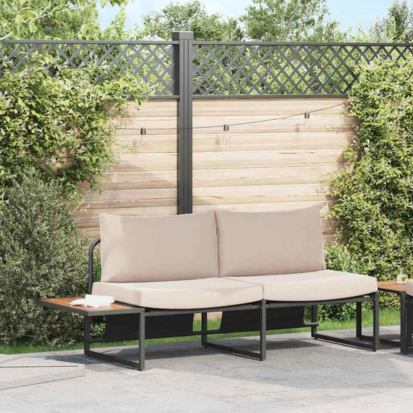 Gartensofa Taupe mit Kissen 200,5 cm