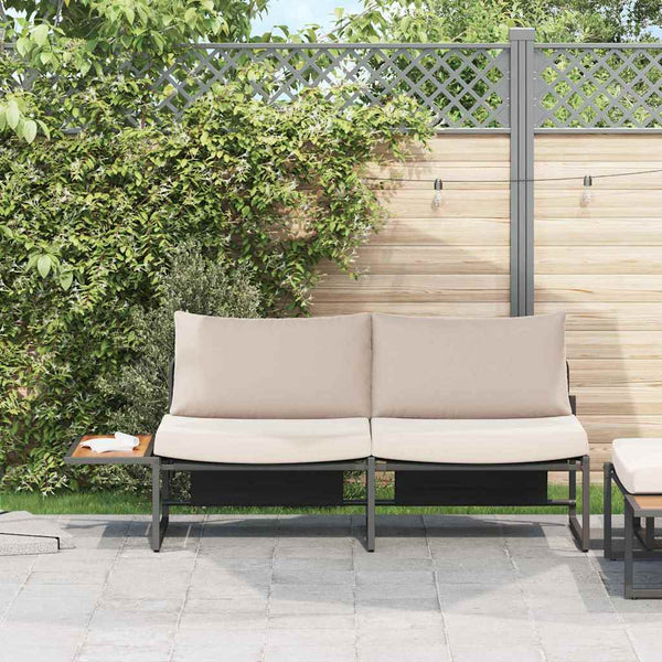 Gartensofa Taupe mit Kissen 200,5 cm