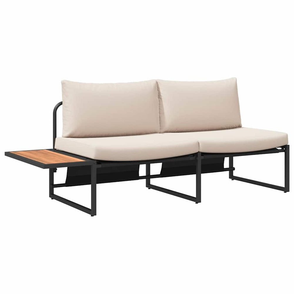 Gartensofa Taupe mit Kissen 200,5 cm