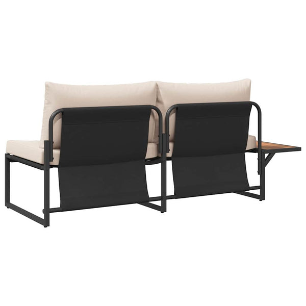 Gartensofa Taupe mit Kissen 200,5 cm