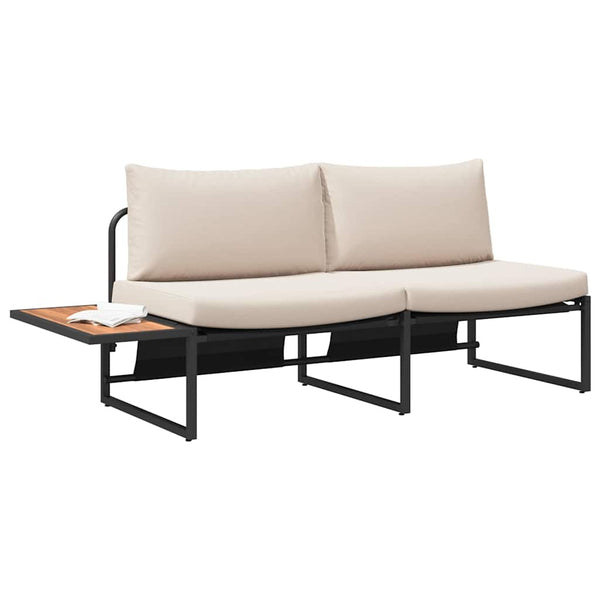 Gartensofa Taupe mit Kissen 200,5 cm