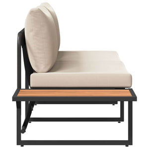 Gartensofa Taupe mit Kissen 200,5 cm