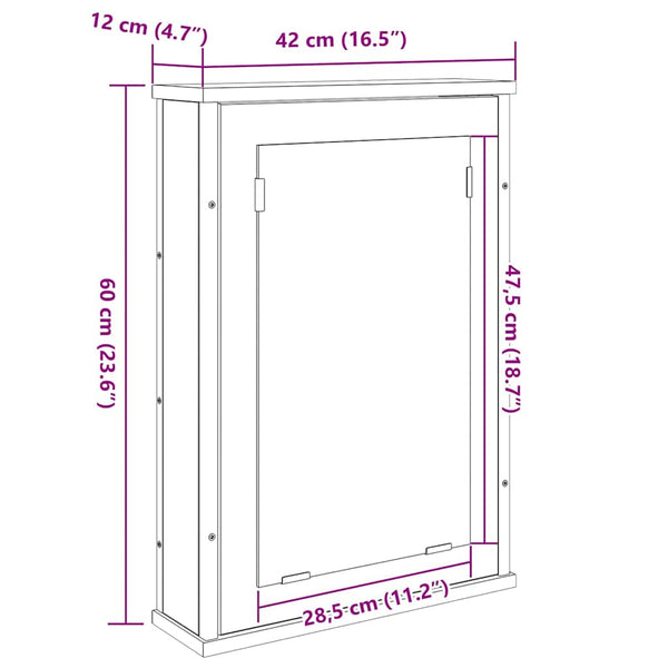 Spiegelschrank Sonoma-Eiche 42x60 cm