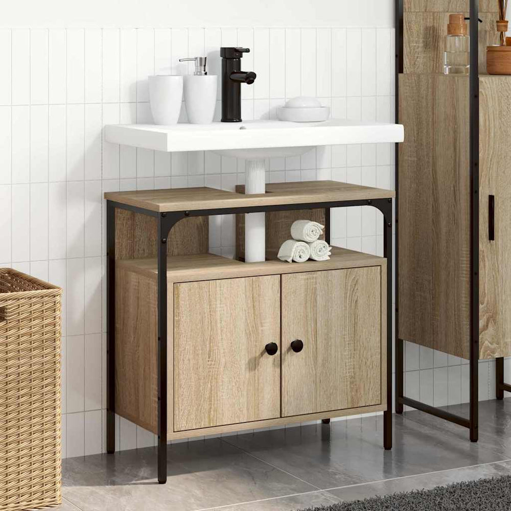 Beiger Badezimmerschrank mit Tür 60x60 cm