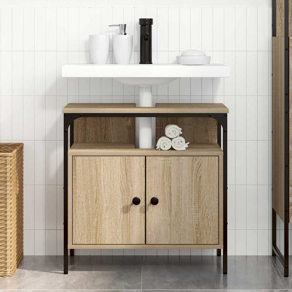 Beiger Badezimmerschrank mit Tür 60x60 cm