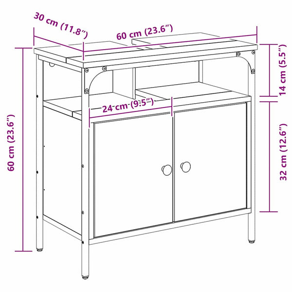 Beiger Badezimmerschrank mit Tür 60x60 cm