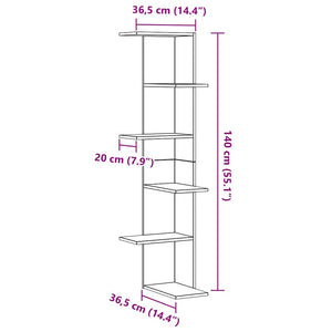 Eckregal Wandregal Schwarz Eiche 140cm