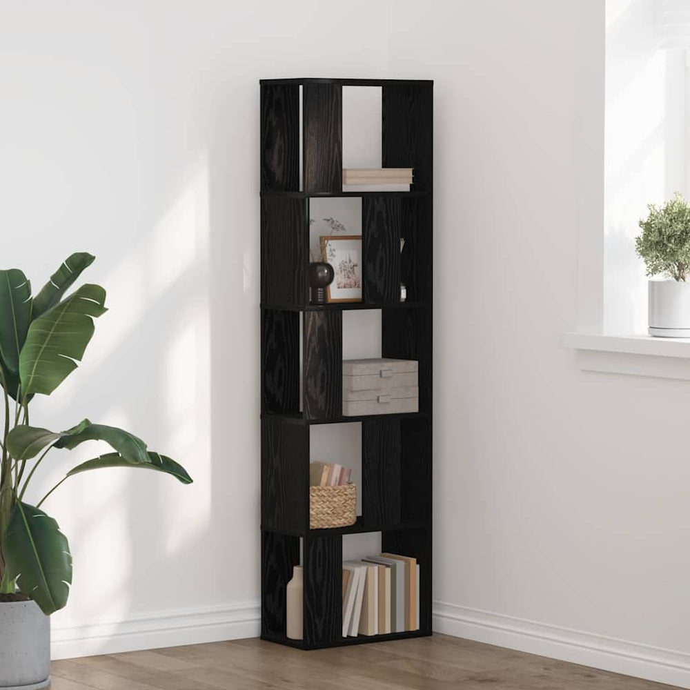 Schwarzes Bücherregal Eichenoptik, 162,5 cm hoch