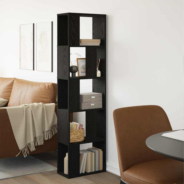 Schwarzes Bücherregal Eichenoptik, 162,5 cm hoch