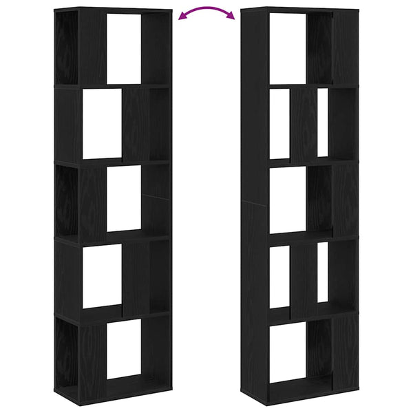 Schwarzes Bücherregal Eichenoptik, 162,5 cm hoch