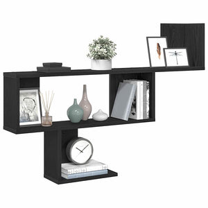 Wandregal Schwarz Eichenoptik 100 cm