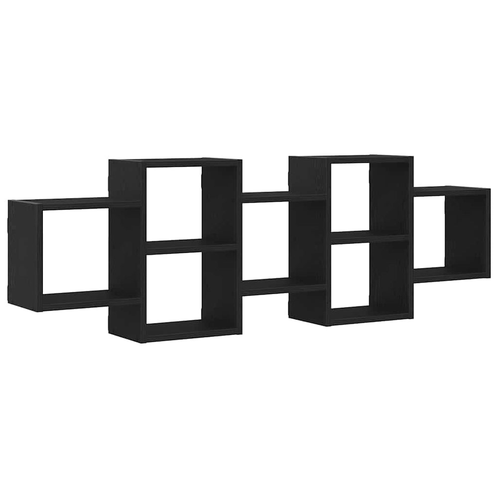 Schwarzes Wandregal Eichenoptik 129cm