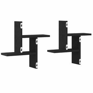 Wandregale 2er Set Schwarz Eiche 38x38cm