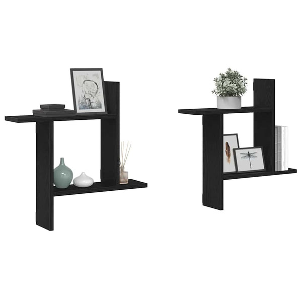 Wandregale Schwarz Eichen-Optik 2er Set