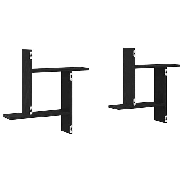 Wandregale Schwarz Eichen-Optik 2er Set