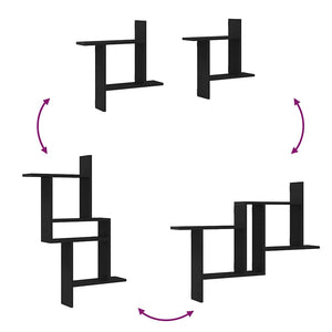 Wandregale Schwarz Eichen-Optik 2er Set