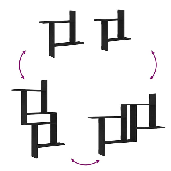 Wandregale Schwarz Eichen-Optik 2er Set
