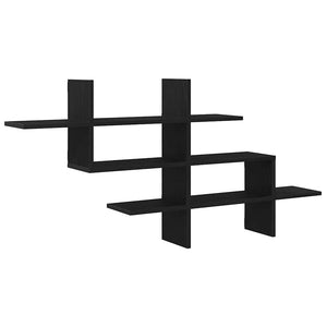 Schwarzes Wandregal in Eichenoptik, 124,5 cm