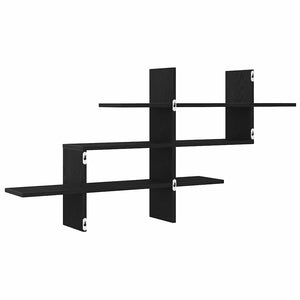Schwarzes Wandregal in Eichenoptik, 124,5 cm