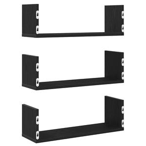 Wandregale 3er Set Schwarz Eiche