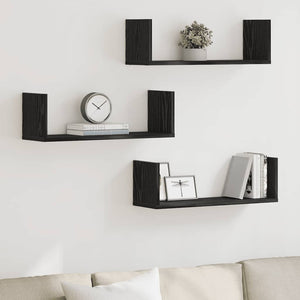 Wandregale 3er Set Schwarz Eiche