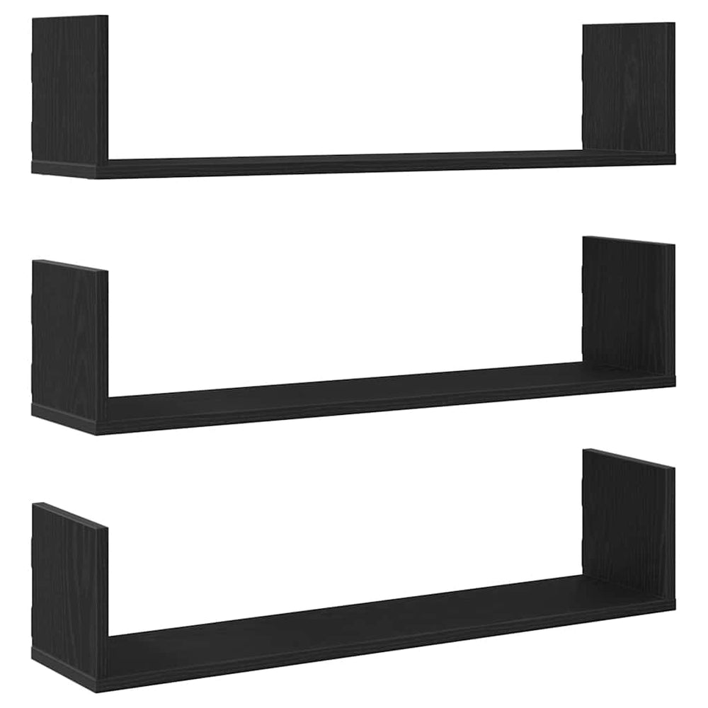 Wandregale 3er Set Schwarz Eiche 80cm