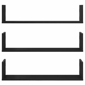 Wandregale 3er Set Schwarz Eiche 80cm
