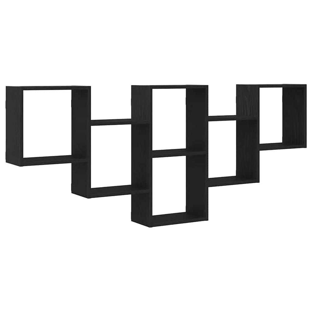Schwarzes Wandregal Eichenoptik 159 cm