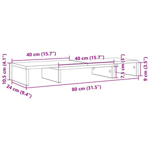 Verstellbarer Monitorständer Schwarz Eiche 80 cm