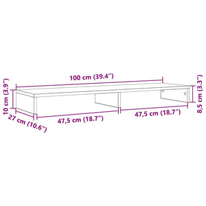 Monitorständer Schwarz Eichenoptik 100 cm