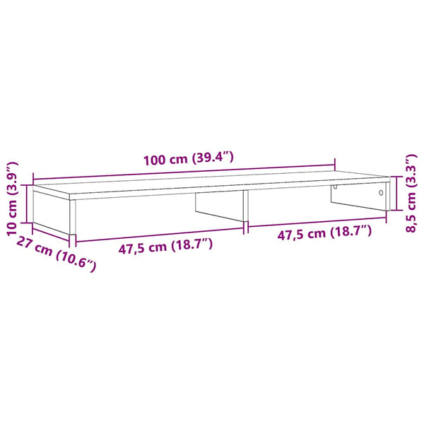 Monitorständer Schwarz Eichenoptik 100 cm
