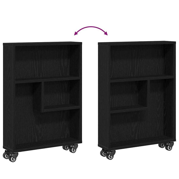 vidaXL Chariot de rangement étroit noir aspect chêne