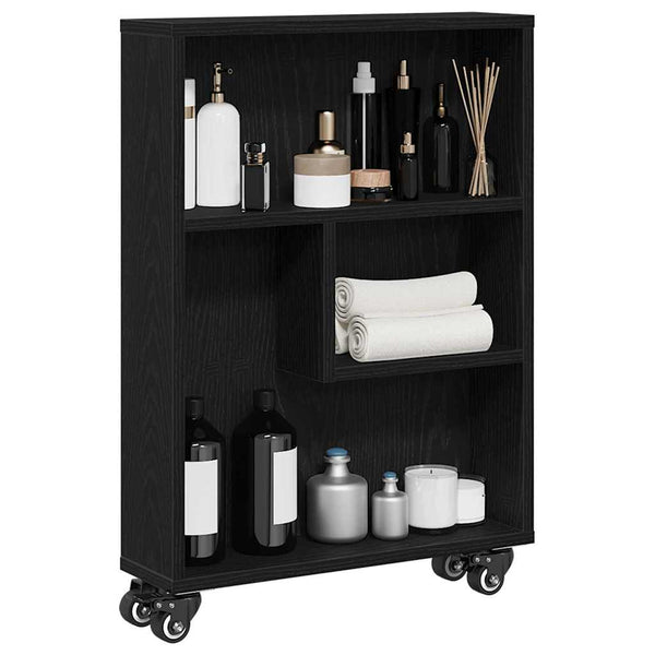 vidaXL Chariot de rangement étroit noir aspect chêne