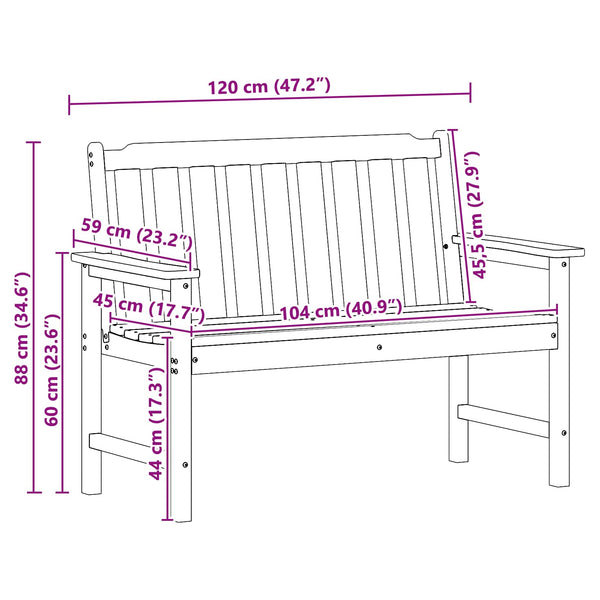 Weiße Gartenbank 120cm HDPE