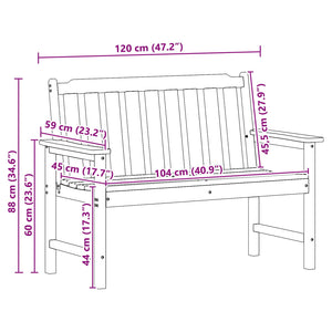Schwarze Gartenbank 120 cm