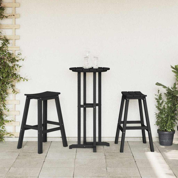 Barhocker 2er Set Schwarz HDPE